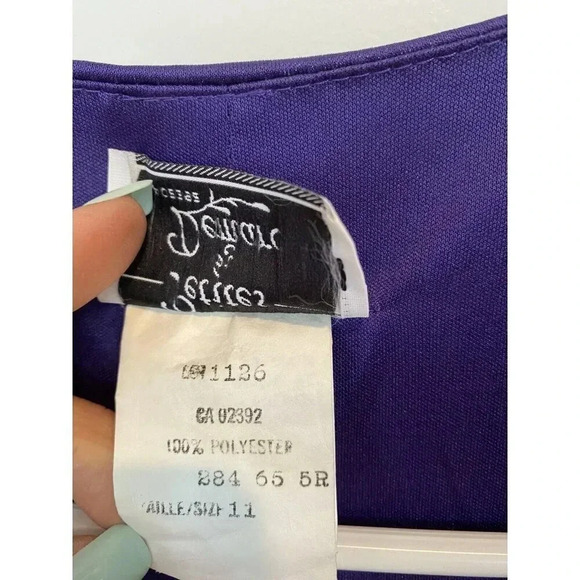 Petites By Demaro Vintage Dress Sz 11 Sequin Flower Purple Draped Embellished - Picture 9 of 16